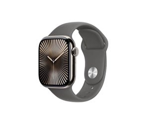 Smartklokke, Smartwatch & Sportsklokke - Apple Watch Series 10 GPS + Cellular 42mm - Natural Titanium Case with Stone Grey Sport Band - S/M - MWXD3QN/A