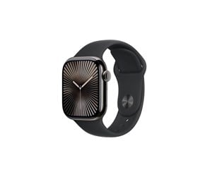 Smartklokke, Smartwatch & Sportsklokke - Apple Watch Series 10 GPS + Cellular 42mm - Slate Titanium Case with Black Sport Band - S/M - MWXG3QN/A