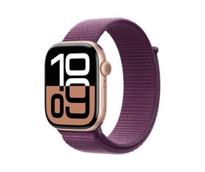 Smartklokke, Smartwatch & Sportsklokke - Apple Watch Series 10 GPS + Cellular 46mm - Rose Gold Aluminium Case with Plum Sport Loop - MWY83QN/A