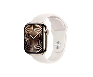 Smartklokke, Smartwatch & Sportsklokke - Apple Watch Series 10 GPS + Cellular 42mm - Gold Titanium Case with Starlight Sport Band - S/M - MX063QN/A