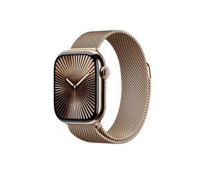 Smartklokke, Smartwatch & Sportsklokke - Apple Watch Series 10 GPS + Cellular 42mm - Gold Titanium Case with Gold Milanese Loop - MX083QN/A