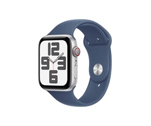 Smartklokke, Smartwatch & Sportsklokke - Apple Watch SE GPS 44mm - Silver Aluminium Case with Denim Sport Band - S/M - MXEQ3QN/A