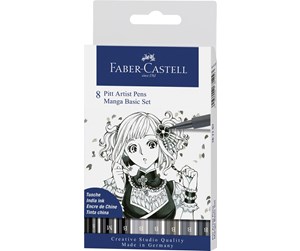 Skrive- & Tegneverktøy - Faber Castell Pitt artist Pen - Manga Basic Set (8 pcs) - 167107