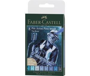 Skrive- & Tegneverktøy - Faber Castell Pitt Artist Pen Brush - The Blues (8 pcs) - 167173