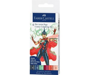 Skrive- & Tegneverktøy - Faber Castell Pitt Artist Pen Brush - Comic Colouring Set (6 pcs) - 267196