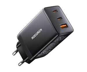 Mobil - Adaptere og ladere - Rocoren Fast Charger GaN Pro 65W 2x USB-C USB (black) - RCCT2PP-MJA01