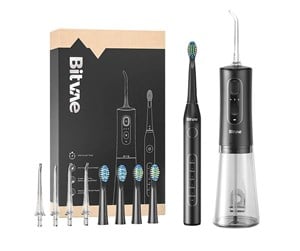 Elektrisk tannbørste - Bitvae Elektrisk tannbørste Sonic toothbrush with tips set and water flosser D2+C2 (black) - BVD2 + C2