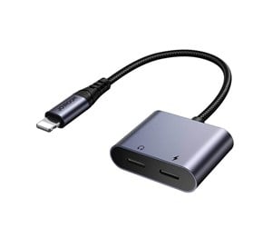 USB-hub - Joyroom 2-in-1 Audio adapter SY-L02 Lightning to Double Lightning (black) USB-hub - Svart - SY-L02