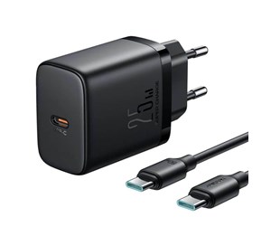 Mobil - Adaptere og ladere - Joyroom Charger JR-TCF11 25W + Cable C-C 1m (Black) - JR-TCF11 C-C Black