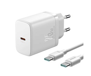 Mobil - Adaptere og ladere - Joyroom Charger JR-TCF11 25W + Cable C-C 1m (White) - JR-TCF11 C-C White