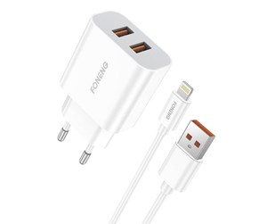 Mobil - Adaptere og ladere - Foneng Fast charger 2x USB EU45 + USB Lightning cable - EU45 iPhone