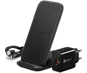 Mobil - Adaptere og ladere - Spigen Qi Fast Wireless Charger + Stand 15W - 000CH24979