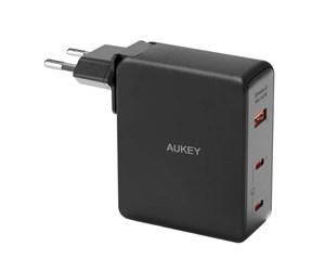 Mobil - Adaptere og ladere - Aukey PA-B7O 1xUSB-A 2xUSB-C 140W GaN power charger (black) - PA-B7O Black