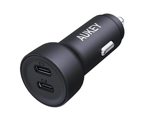 Mobil - Adaptere og ladere - Aukey Car Charger CC-Y23 2xUSB-C 65W (black) - CC-Y23