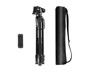 Tripod - Puluz Aluminum Live Selfie Tripod with 3D Head and Phone Holder (Black) - PU3096B