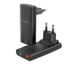 Mobil - Adaptere og ladere - Choetech PD6011 PD65W GaN slim USB-A+C mini charger (black) - PD6011BK