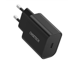 Mobil - Adaptere og ladere - Choetech Mains charger Q5004 EU USB-C 20W (black) - Q5004 BK V5