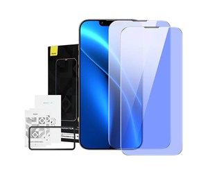 Mobil - Beskyttelsesglass - Baseus Crystal Tempered Glass Anti-blue light and Dust-proof 0.3mm for iPhone 14/13/13 Pro (2pcs) - SGBL120002