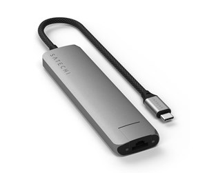 Dokkingstasjon - Satechi 7-in-1 USB-C Slim Multiport Adapter with Ethernet - Space Grey - ST-P7SM