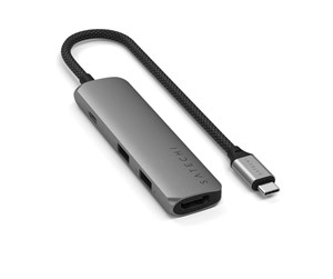 Dokkingstasjon - Satechi 4-in-1 USB-C Slim Multiport Adapter 4K - Space Grey - ST-P4SM