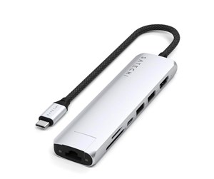 Dokkingstasjon - Satechi 7-in-1 USB-C Slim Multiport Adapter with Ethernet - Silver - ST-P7SS