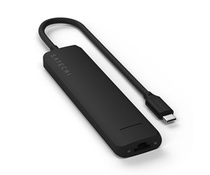 Dokkingstasjon - Satechi 7-in-1 USB-C Slim Multiport Adapter with Ethernet - Black - ST-P7SK