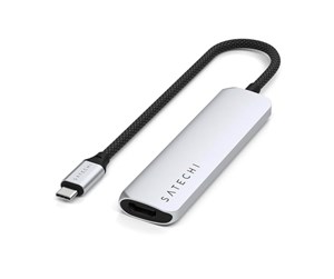 Dokkingstasjon - Satechi 4-in-1 USB-C Slim Multiport Adapter 4K - Silver - ST-P4SS