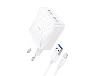 Mobil - Adaptere og ladere - Foneng EU35 Lightning USB 2.4A power charger (white) - EU35 Lightning