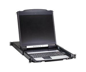 Skjerm - 19" Eaton 16-Port Cat5 KVM over IP Switch - Virtual Media 19 in. LCD 1 Remote/1 Local User 1U Rack-Mount TAA - B064C-16-1X1-IP