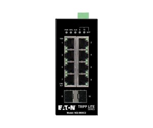 Switch/splitter - Tripp Lite Eaton  series 8-Port Managed Industrial Gigabit Ethernet Switch - 10/100/1000 Mbps 2 GbE SFP Slots -40° to 75°C DIN Mount - NGI-M08C2