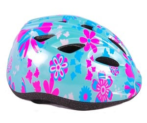 Skating - Volare Children's Bicycle Helmet - XS - 47-51 cm - Blue Pink Flowers - extra small model - 825