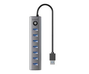 USB-hub - ORICO CL7U USB-C to 7x USB 3.0 Hub Adapter (gray) USB-hub - USB 3.0 - 7 porter - Grå - CL7U-U3-10-GY-BP-IP