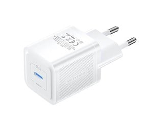 Mobil - Adaptere og ladere - Vention Wall charger FEPW0-EU USB-C 20W GaN (white) - FEPW0-EU