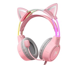 Hodetelefoner - ONIKUMA Gaming headphones X15Pro Pink Cat's Ears - X15PROP with cat ear