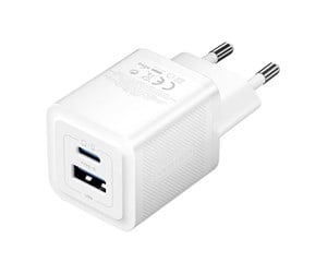 Mobil - Adaptere og ladere - Vention Wall charger  FEQW0-EU USB-C + USB- A 30W/30W  GaN (white) - FEQW0-EU