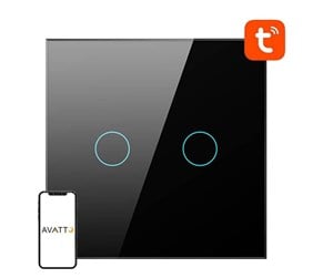 Smarthus - Avatto Smart Light Switch WiFi TS02-EU-B2 2 way (black) - TS02-EU-B2