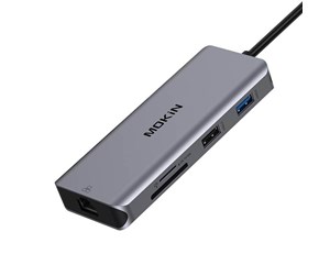 Dokkingstasjon - MOKiN 9in1 Laptop Docking Station USB C to 2x USB 3.0 + USB 2.0 + 2x HDMI + SD/TF + RJ45 + PD (silver) - MOUC0305