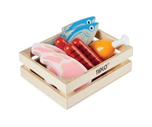 Treleker - Tidlo Wooden Play Food Meat and Fish in Box 8 pieces. - T0104