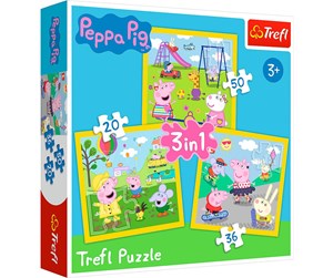 Puslespill - Trefl Puzzle - Peppa Pig - Peppas Happy Day (3in1) Gulv - TFL34849