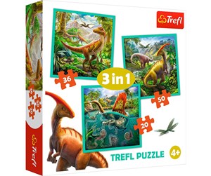 Puslespill - Trefl Puzzle - The Extraordinary World of Dinosaurs (3in1) Gulv - TFL34837