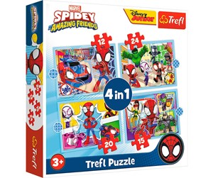 Puslespill - Trefl Puzzle - Spidey and his Amazing Friends - Spideys Team (4in1) Gulv - TFL34611