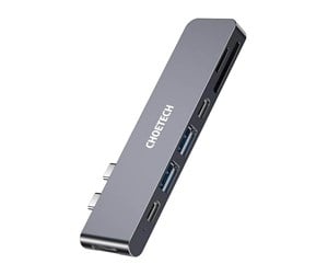 Dokkingstasjon - Choetech HUB-M14 docking station for Macbook Pro 7-in-2 USB-C Thunderbolt 3 (silver) - HUB-M14