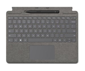 Tastatur - Microsoft Surface Pro Signature Keyboard - keyboard - with accelerometer trackpad Surface Slim Pen 2 storage and charging tray - platinum - with Slim Pen 2 Input Device - Tastatur - Grå - 8X8-00171