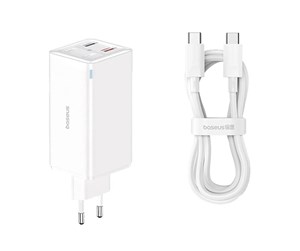 Mobil - Adaptere og ladere - Baseus GaN6 Pro Fast Charger 100W 2A2C - Moon White (incl. cable 1m) - P10162705212-00