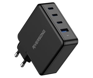 Mobil - Adaptere og ladere - Riversong PowerKub 100W GaN Charger 3xUSB-C/1XUSB-A Output Black - AD105-EU-BLACK