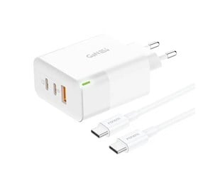 Mobil - Adaptere og ladere - Foneng GAN65 USB-A USB-C USB-C GAN65 2.4A 65W (white) Power Charger - GAN65 C-C