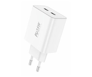 Mobil - Adaptere og ladere - Foneng Wall charger EU50 PD 35W 2x USB-C ports (white) - EU50