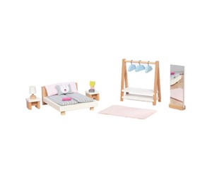 Dukker, Bamser & Utstyr - Goki Wooden Doll Furniture Bedroom 18pcs. - 51468