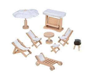 Dukker, Bamser & Utstyr - Goki Wooden Doll Furniture Garden Furniture 9 pieces. - 51475