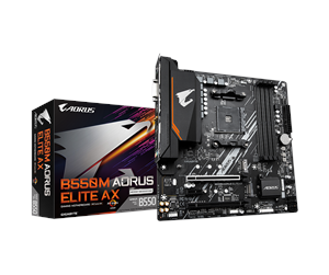 Hovedkort - GIGABYTE B550M AORUS ELITE AX Hovedkort - AMD B550 - AMD AM4 socket - DDR4 RAM - Micro-ATX - B550M AORUS ELITE AX